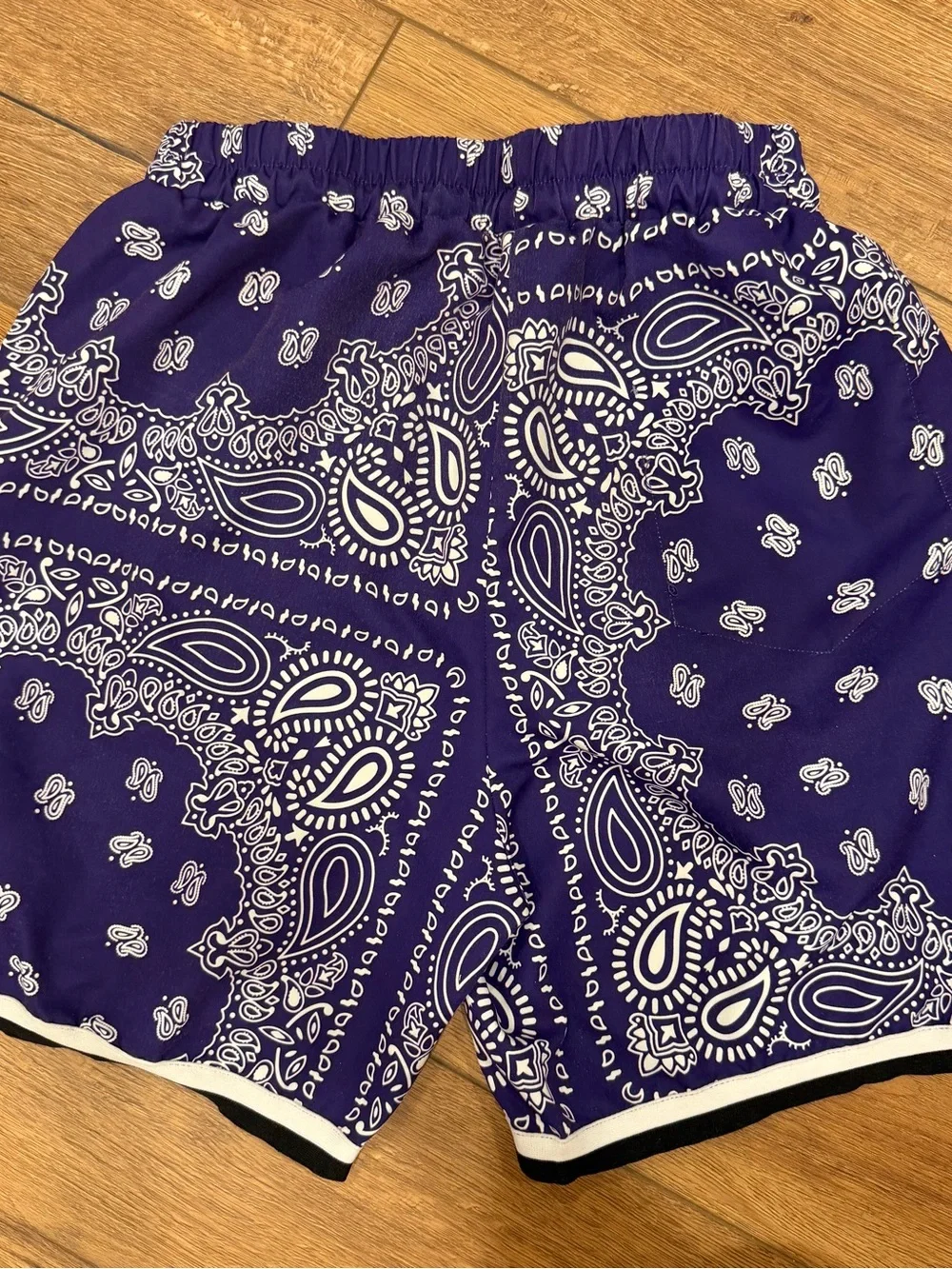 Men’s  Purple Bandana Print Drawstring Shorts